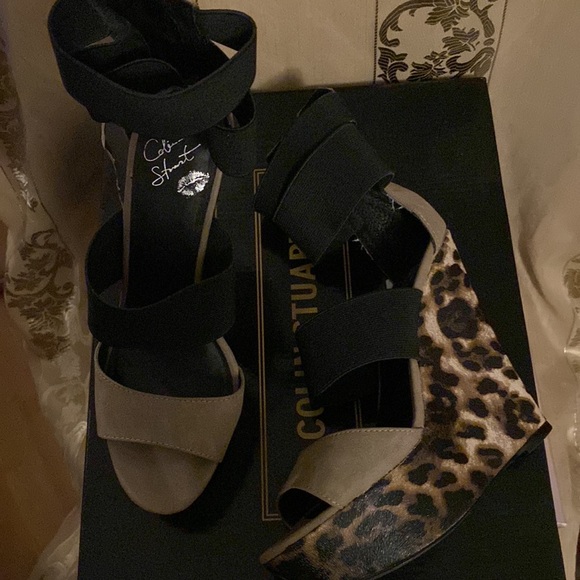 Wedge Sandals Tan with Leopard colors - Picture 7 of 7